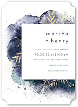 Wedding Invitations: Romantic Watercolor Wedding Invitation, Blue, 5X7, Matte, Signature Smooth Cardstock, Ticket