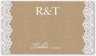 Wedding Place Cards: Burlap And Lace Wedding Place Card, Beige, Placecard, Matte, Signature Smooth Cardstock