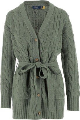 Tie-Waisted V-Neck Cardigan