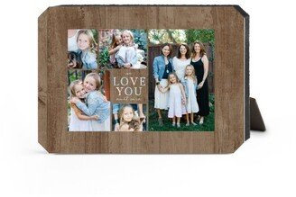 Desktop Plaques: Rustic Love You Collage Desktop Plaque, Ticket, 5X7, Beige