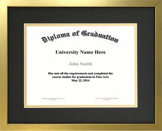 Diploma & Document Frame With Matting, Brushed Gold