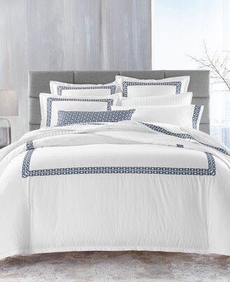 Chain Links Embroidered 100% Pima Cotton Duvet Cover, King, Created for Macy's