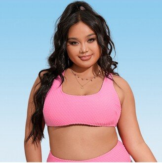 Women's Cross Back Plus Size Bikini Top 2X-Pink