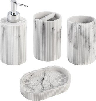 Kralix 4pc Marble Resin Marble Effect Bath Accessory Set