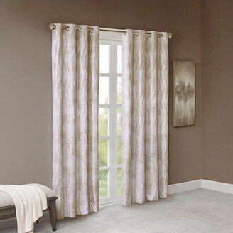 Gracie Mills 1-pc Total Blackout Victorio Printed Jacquard Grommet Curtain Panel, Ivory - 50x95