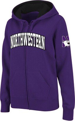 Women's Purple Northwestern Wildcats Arched Name Full-Zip Hoodie