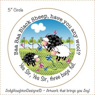 R.05 - Baa Black Sheep Fabric Panel For The Base Of Rope Bowls & Baskets