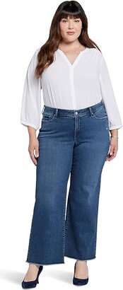 Plus Size Teresa Wide Leg Ankle Fray Hems in Riverwalk (Riverwalk) Women's Jeans