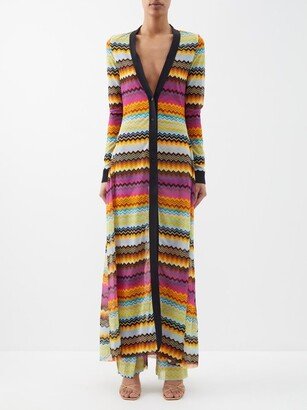 Zig Zag Knit Maxi Cardigan