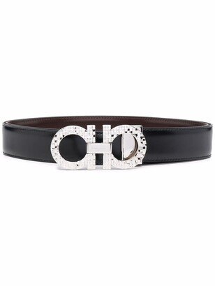 Gancini hammered-effect reversible belt