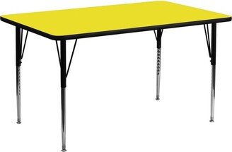 24''W x 60''L Rectangular Yellow HP Laminate Activity Table - Standard Height Adjustable Legs