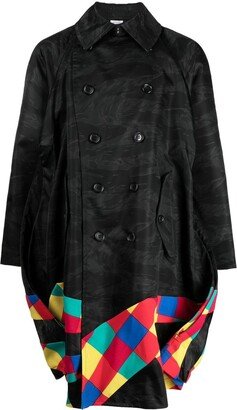 Camouflage-Print Double-Breasted Coat