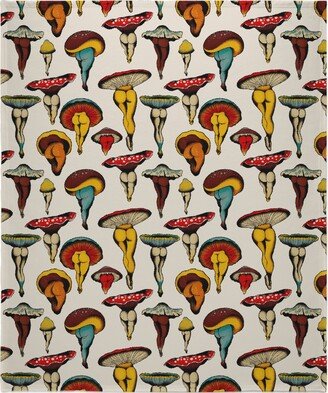 Fleece Photo Blankets: Sexy Mushrooms - Multi On Off White Blanket, Fleece, 50X60, Multicolor