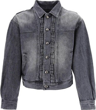 Denim jacket with wavy details-AB