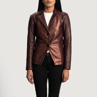 Ruby Metallic Maroon Leather Blazer