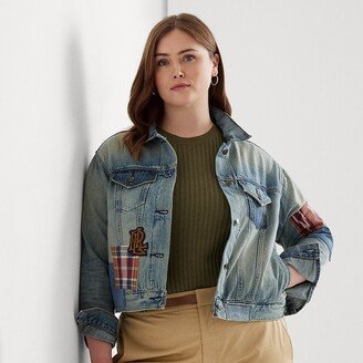 Lauren Woman Ralph Lauren Patchwork Denim Trucker Jacket