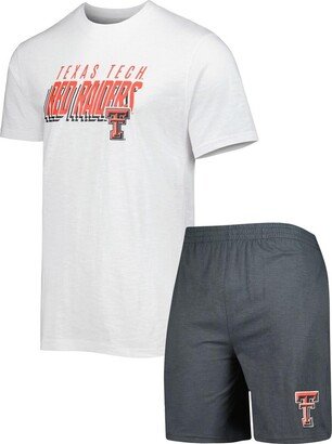 Men's Concepts Sport Charcoal, White Texas Tech Red Raiders Downfield T-shirt and Shorts Set - Charcoal, White