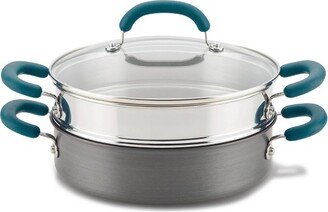 Create Delicious 3qt Hard Anodized Nonstick Saute Pan with Steamer Teal Handles