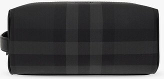 Checked Wash Bag - Black