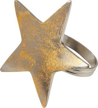 Saro Lifestyle Gold Texture Star Napkin Ring, Gold (Set of 4)