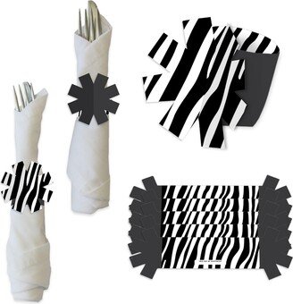 Big Dot Of Happiness Zebra Print - Safari Party Paper Napkin Holder - Napkin Rings - Set of 24