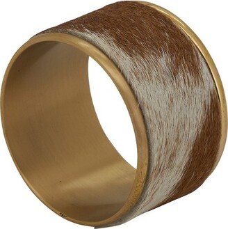 Saro Lifestyle Cow Hide Napkin Ring, Brown (Set of 4)