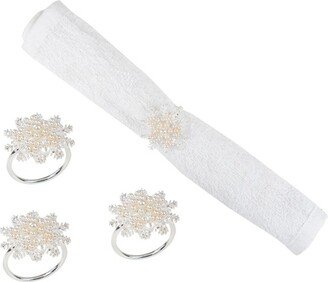 Pearl Snowflake Napkin Ring S/4