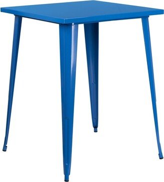 Merrick Lane Bar Height Patio Dining Table with Blue Metal Frame and 31.5