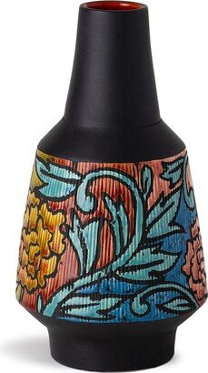 Madras floral-embossed vase