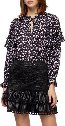 Stellah Tie-Neck Ruffled Long-Sleeve Blouse