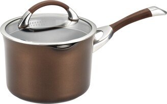 Symmetry Hard-Anodized Nonstick Induction Straining Sauce Pan with Lid, 3.5-Quart, Chocolate