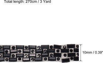 Unique Bargains 3 Pcs 3 Yards 10mm Self-Adhesive Crystal Rhinestone Ribbon Black
