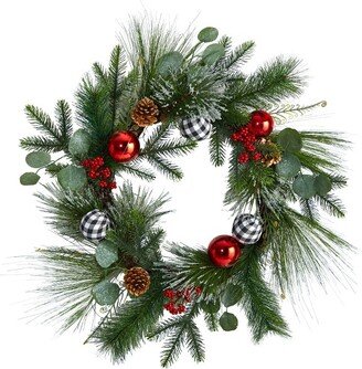 24” Berry and Pinecone Artificial Christmas Wreath with Ornaments