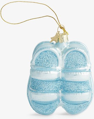 Selfridges Edit Blue Glitter Sandals Hand-painted Glass Christmas Decoration 8.5cm