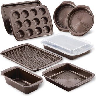 10pc Nonstick Bakeware Set Chocolate Brown