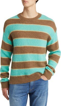 Stripe Alpaca & Wool Blend Crewneck Sweater