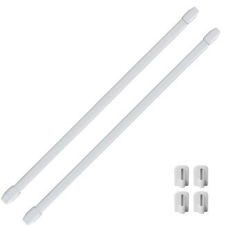 Bundle 2 Cafe Curtain Rods with 4 Self Adhesive Matching Hooks