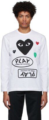 White & Black Multi Logo Long Sleeve T-Shirt