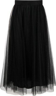 High-Waisted Tulle Midi Skirt