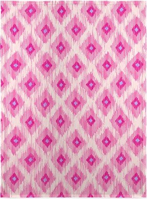 Fleece Photo Blankets: Ikat - Pink With Blue Blanket, Fleece, 30X40, Pink