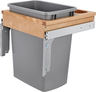 Single Pull-Out Trash Can for Kitchen/ Bathroom Cabinets, 35 Qt Wood Top Mount Garbage Bin, 15 x 1.5 Face-Frame, Silver, 4WCTM-1816DM-1