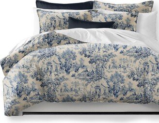 6ix Tailors Maison Toile Blue Coverlet and Pillow Sham