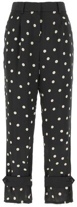 Polka-Dot Printed Straight Leg Trousers