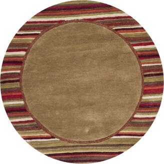 Martha Stewart Collection Striped Border MSR4715B Red 4' x 4' Round Area Rug