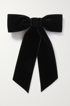 Wide Velvet Bow Hair Clip - Black