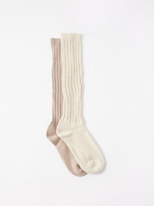 Pack Of Two Ribbed Cotton-blend Socks