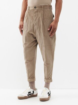 Cropped Cotton-corduroy Tapered Trousers-AB