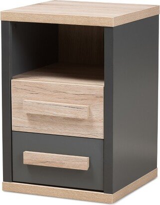 Pandora Modern and Contemporary Two-Tone 2 Drawer Nightstand Dark Gray