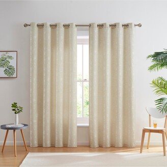 Zoey Burlap Flax Linen Floral Jacquard Privacy Light Filtering Transparent Window Grommet Short Thick Curtains Drapery Panels for Kitchen & Din-AA