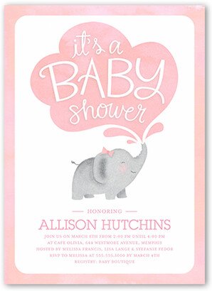 Baby Shower Invitations: Little Elephant Girl Baby Shower Invitation, Pink, Matte, Signature Smooth Cardstock, Square